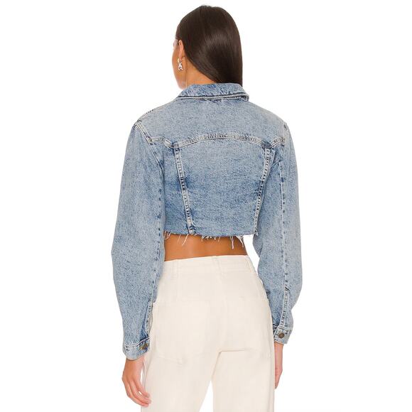 NWT We The Free Denim Jacket Womens Large Aged Stone Ollie Femme Trucker Jacket - Picture 3 of 11
